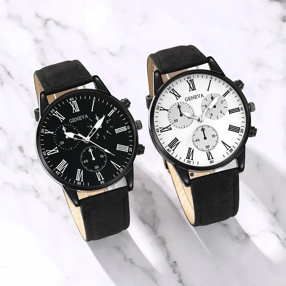 Elegant Leather Couple Watch Set 2