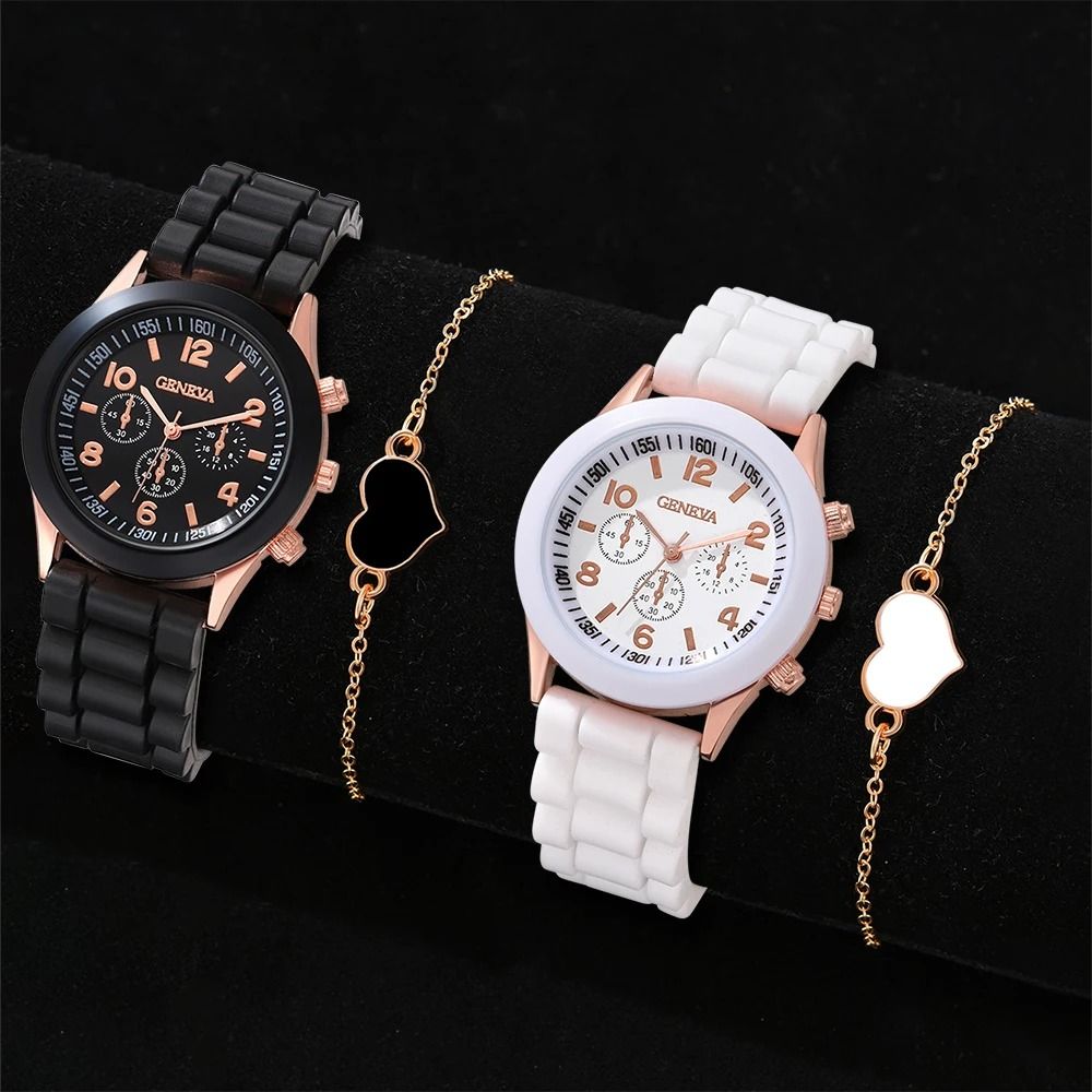 Elegant Leather Couple Watch Set 5