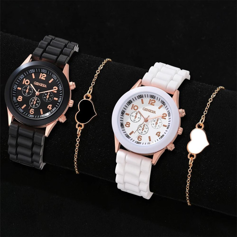 Elegant Leather Couple Watch Set 5