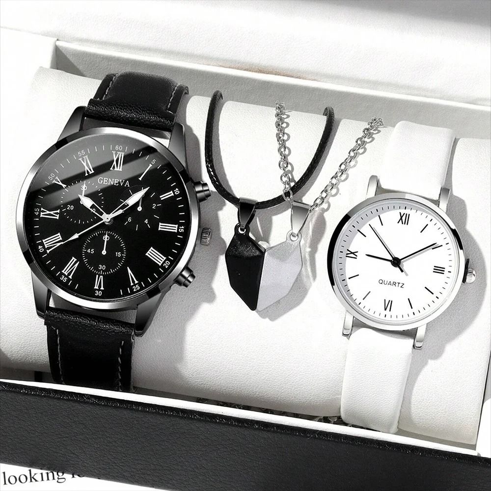 Elegant Leather Couple Watch Set 8