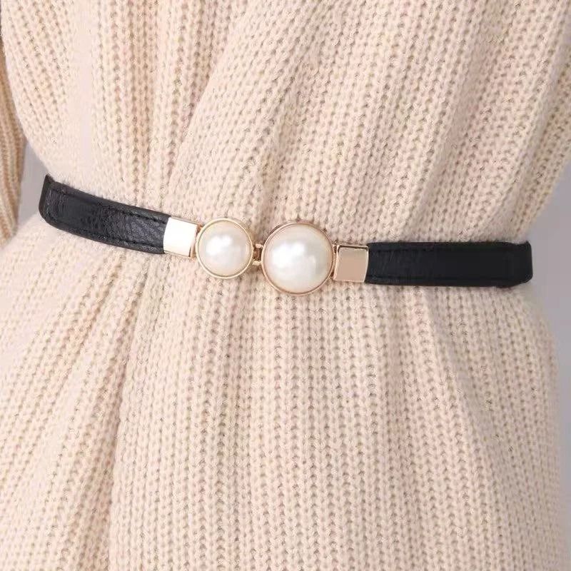Elegant Pearl Buckle Elastic Waist Belt 3