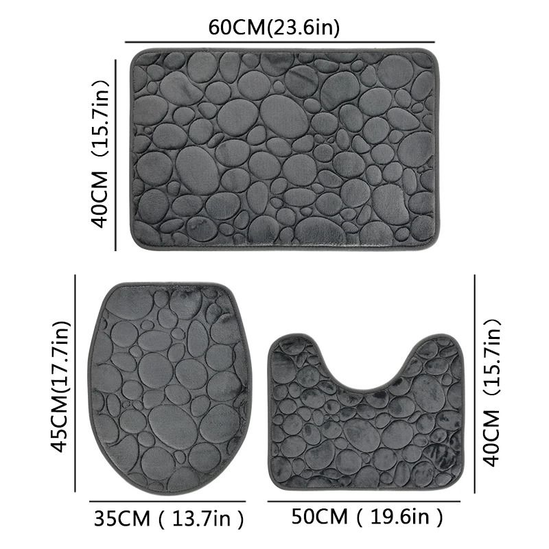 Stone Pattern Bathroom Mat Set 6