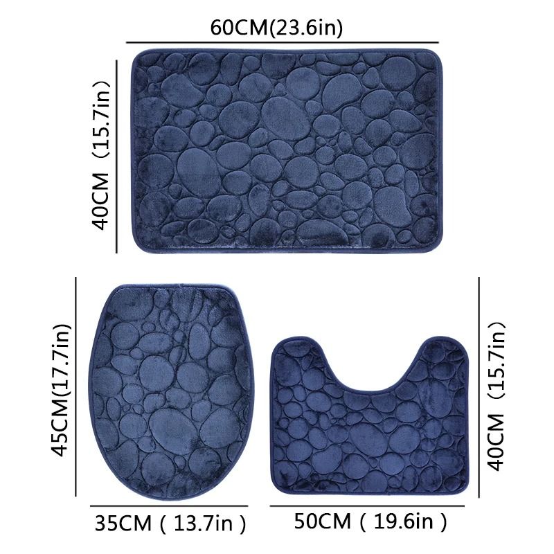 Stone Pattern Bathroom Mat Set 7