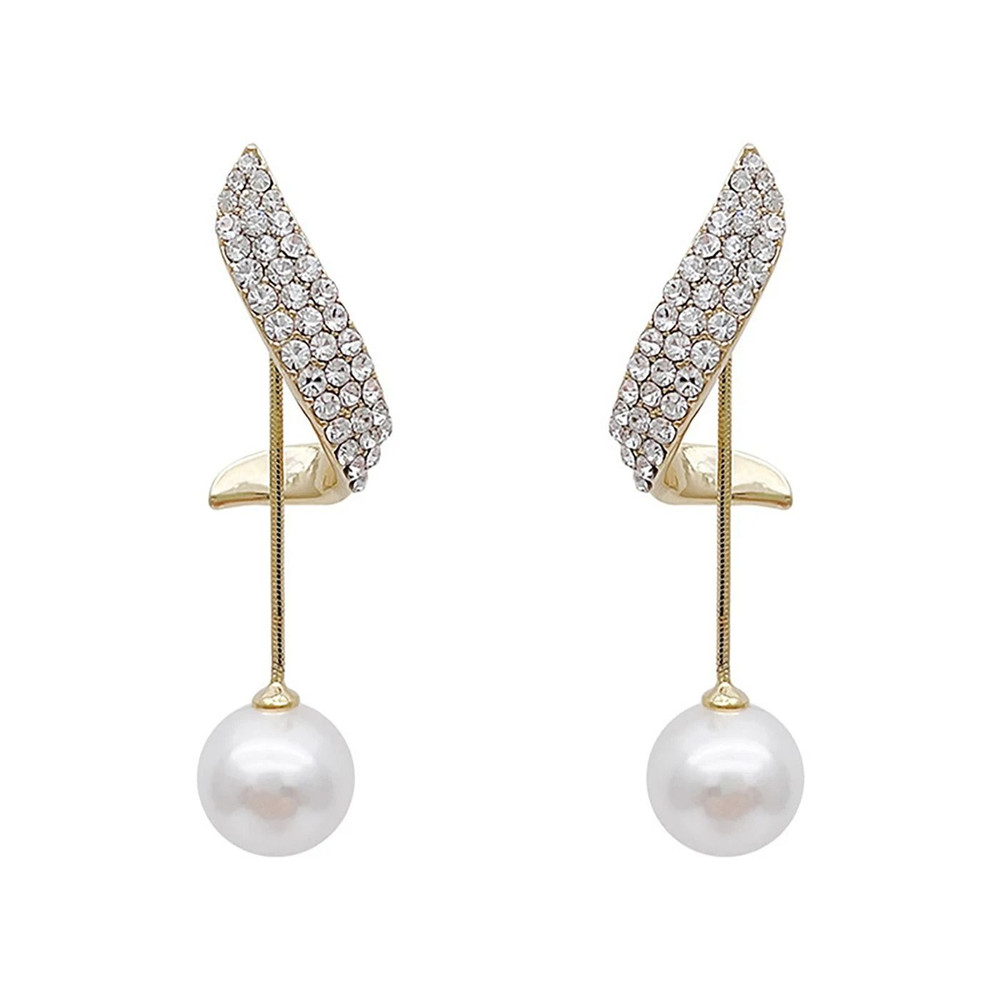 Elegant Pearl Crystal Tassel Earrings 1