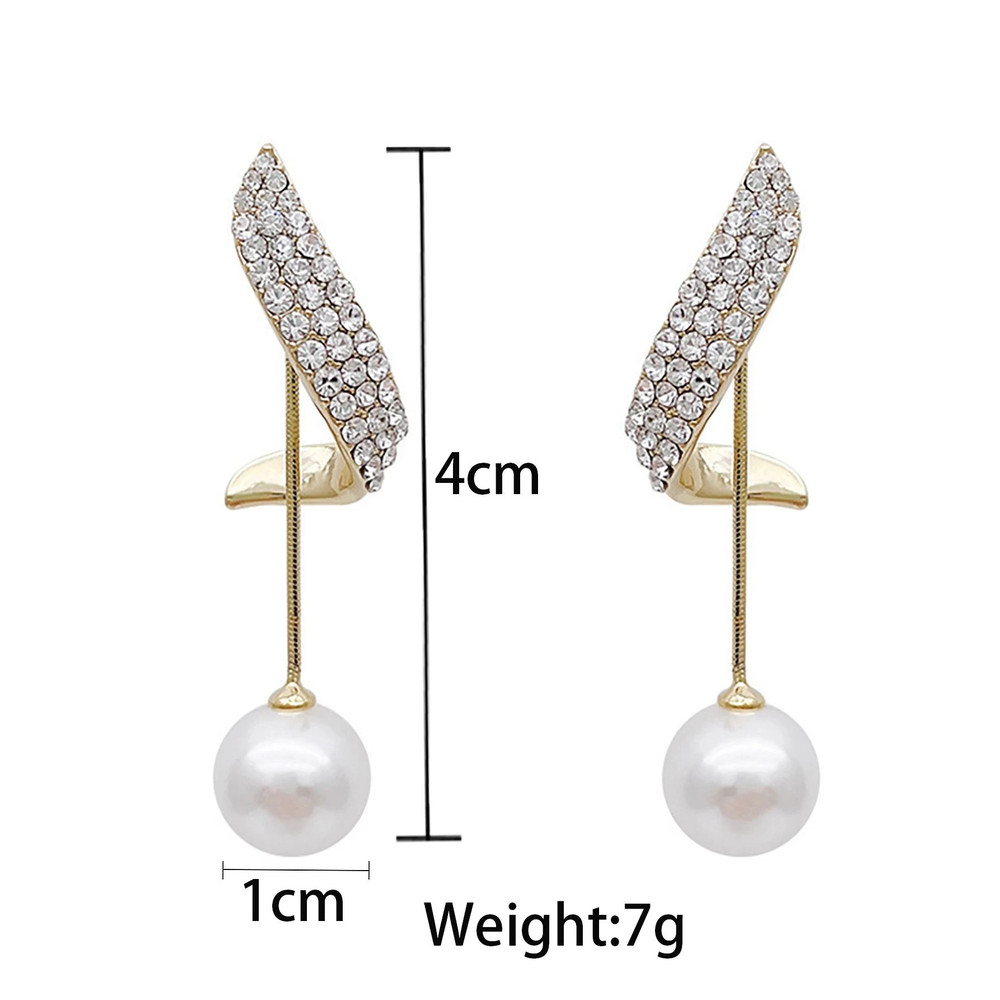 Elegant Pearl Crystal Tassel Earrings 3