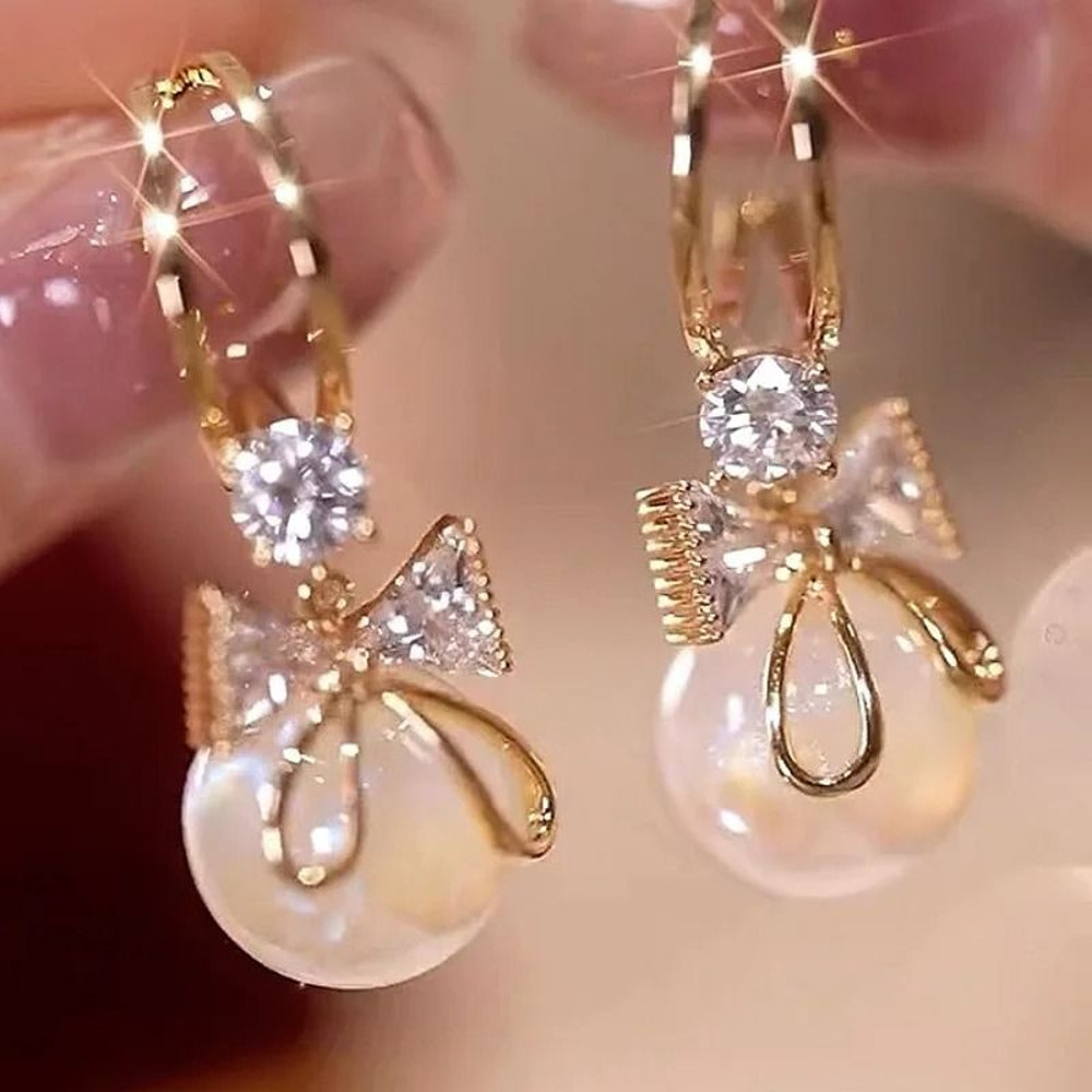 Elegant Pearl Crystal Tassel Earrings 4