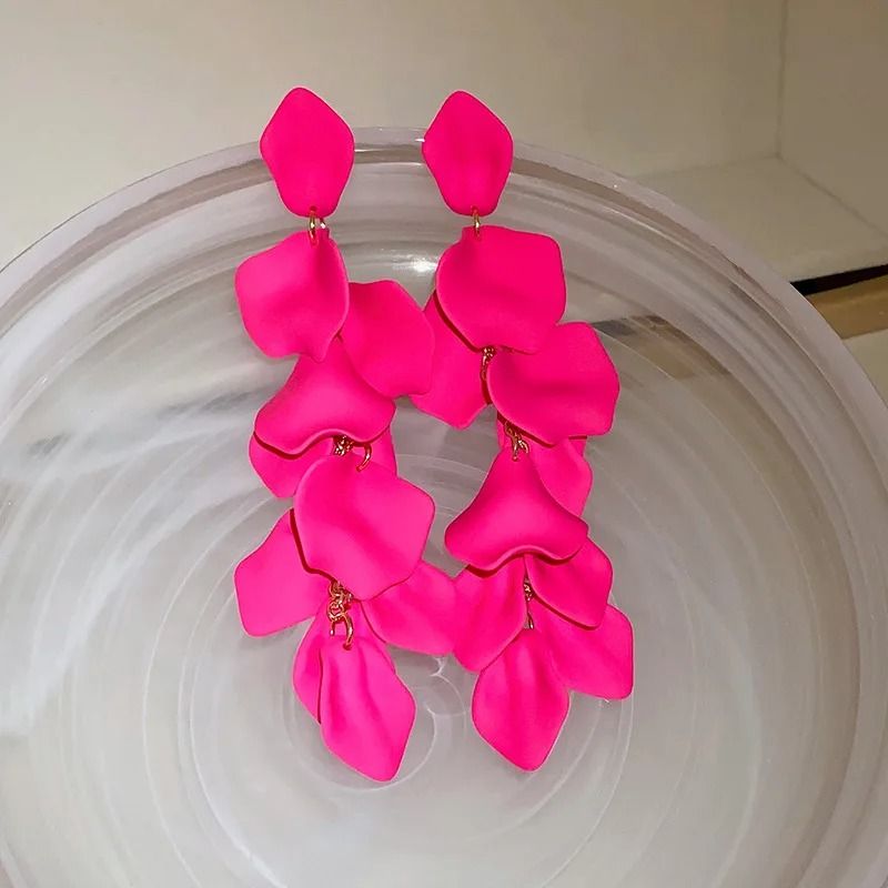 Colorful Petal Tassel Earrings 15