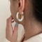 Elegant Metal Pearl Hoop Earrings 0