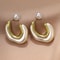 Elegant Metal Pearl Hoop Earrings 1