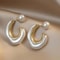 Elegant Metal Pearl Hoop Earrings 5