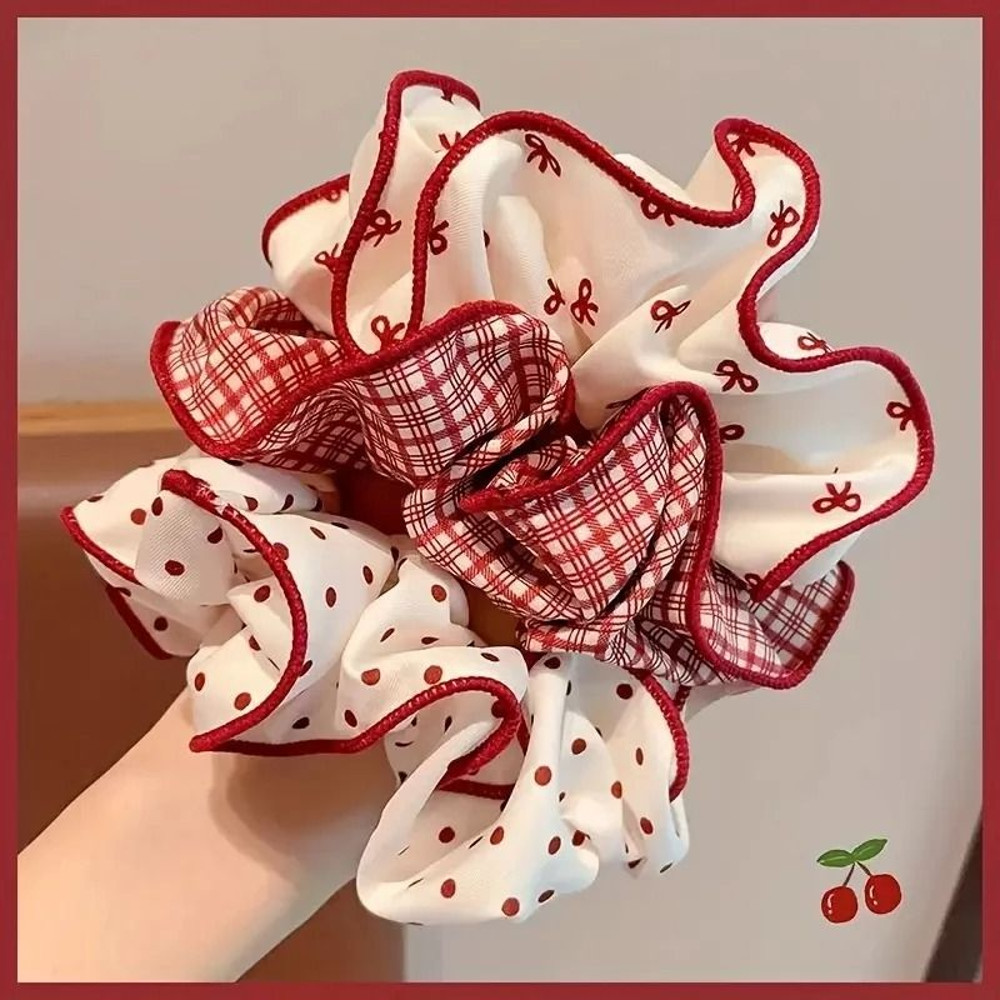 Colorful Plaid Hair Scrunchie Set 0