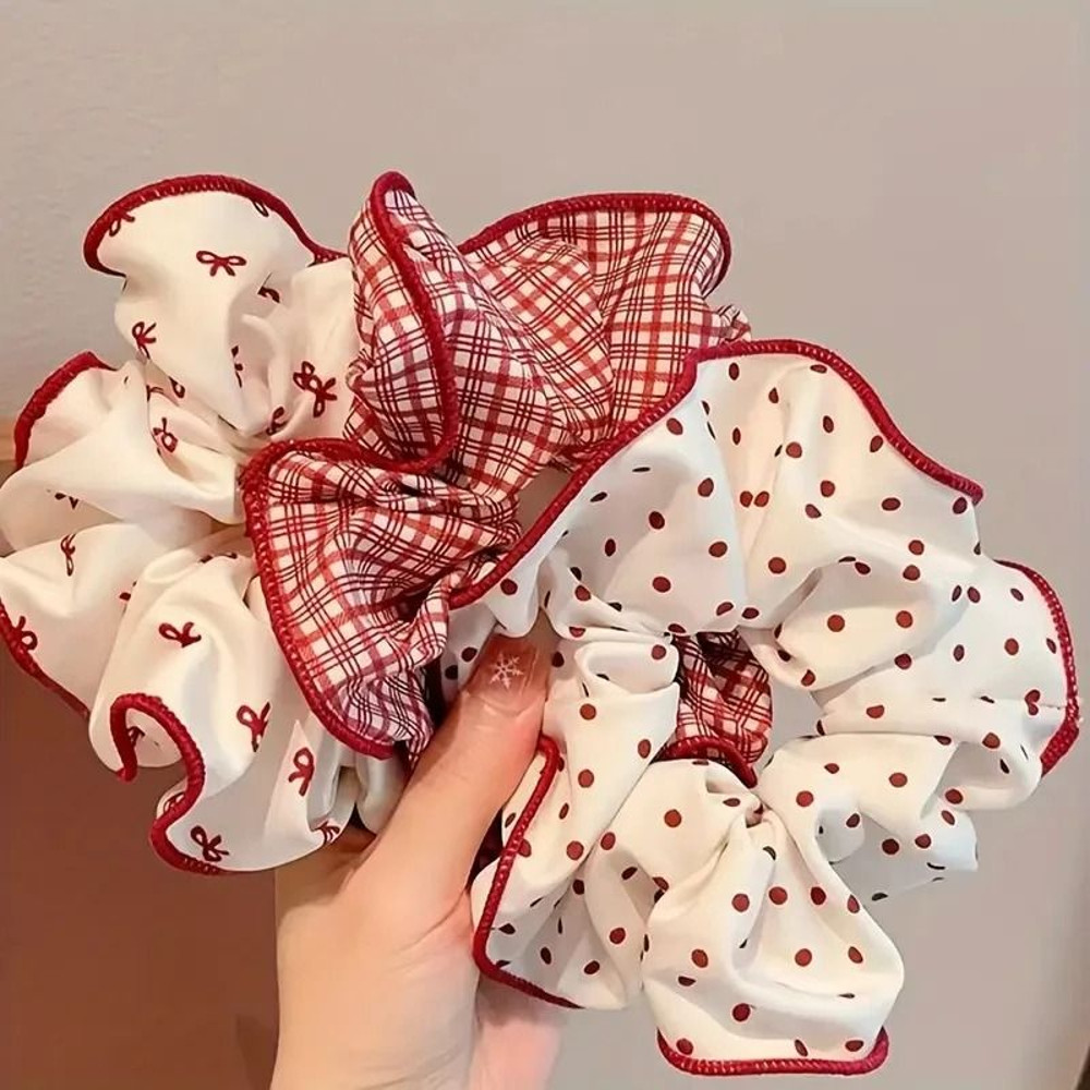 Colorful Plaid Hair Scrunchie Set 1