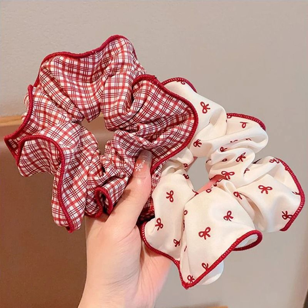 Colorful Plaid Hair Scrunchie Set 4