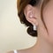 Korean Style Hoop Earrings With Square Crystal Inlay For Women 0