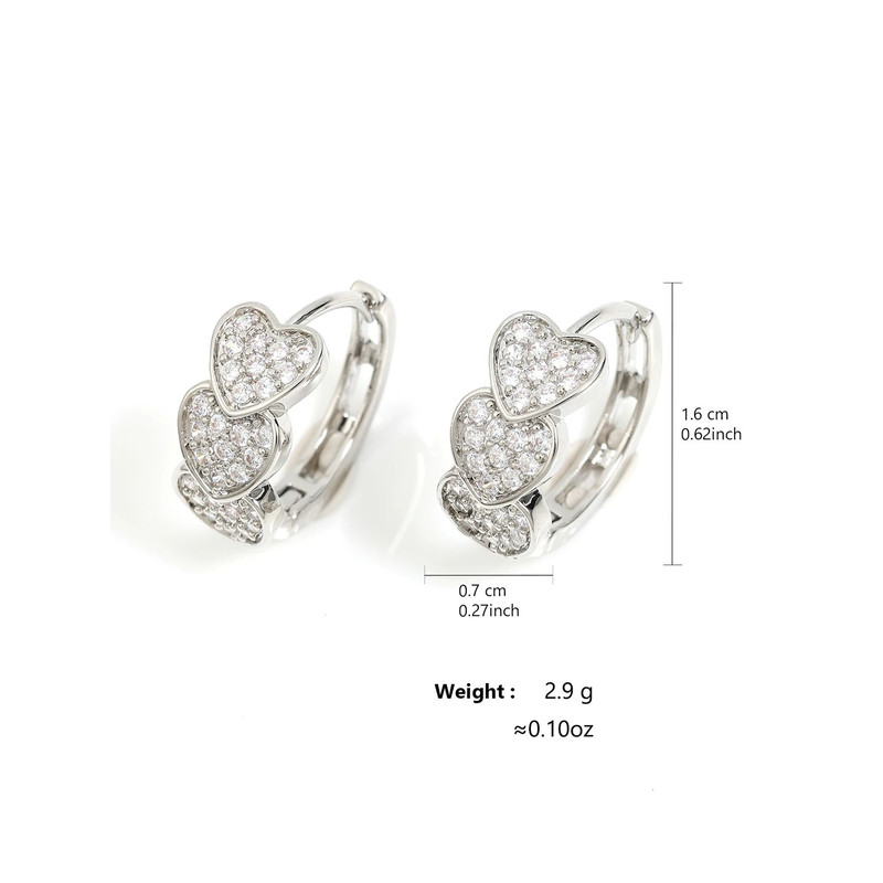 Korean Style Hoop Earrings With Square Crystal Inlay For Women 4