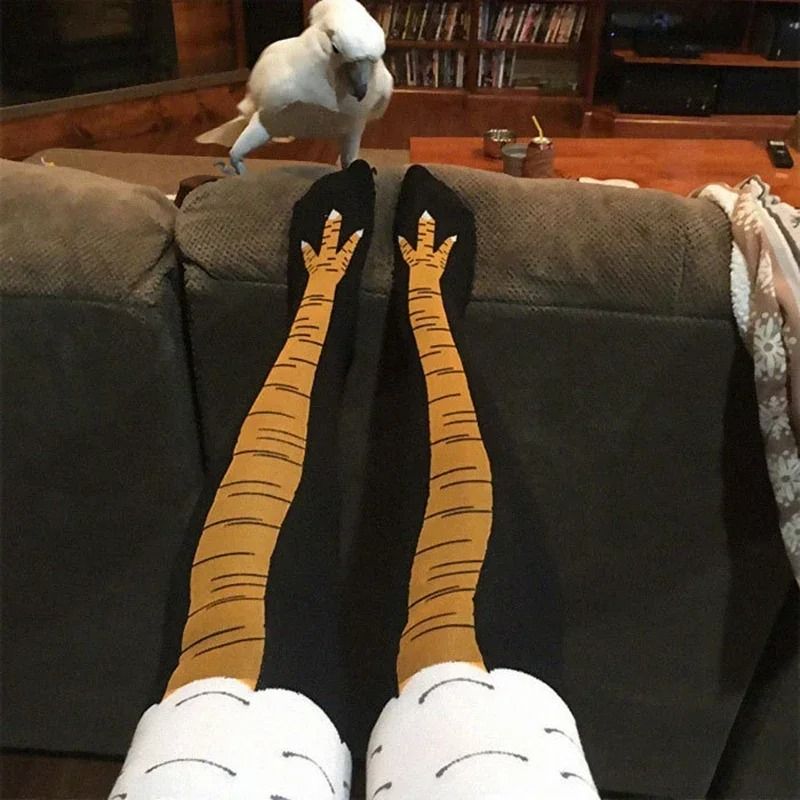 Fun Chicken Print Cosplay Socks With High Flexibility 0