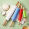 NonStick Silicone Rolling Pin With Wooden Handle For Baking 0