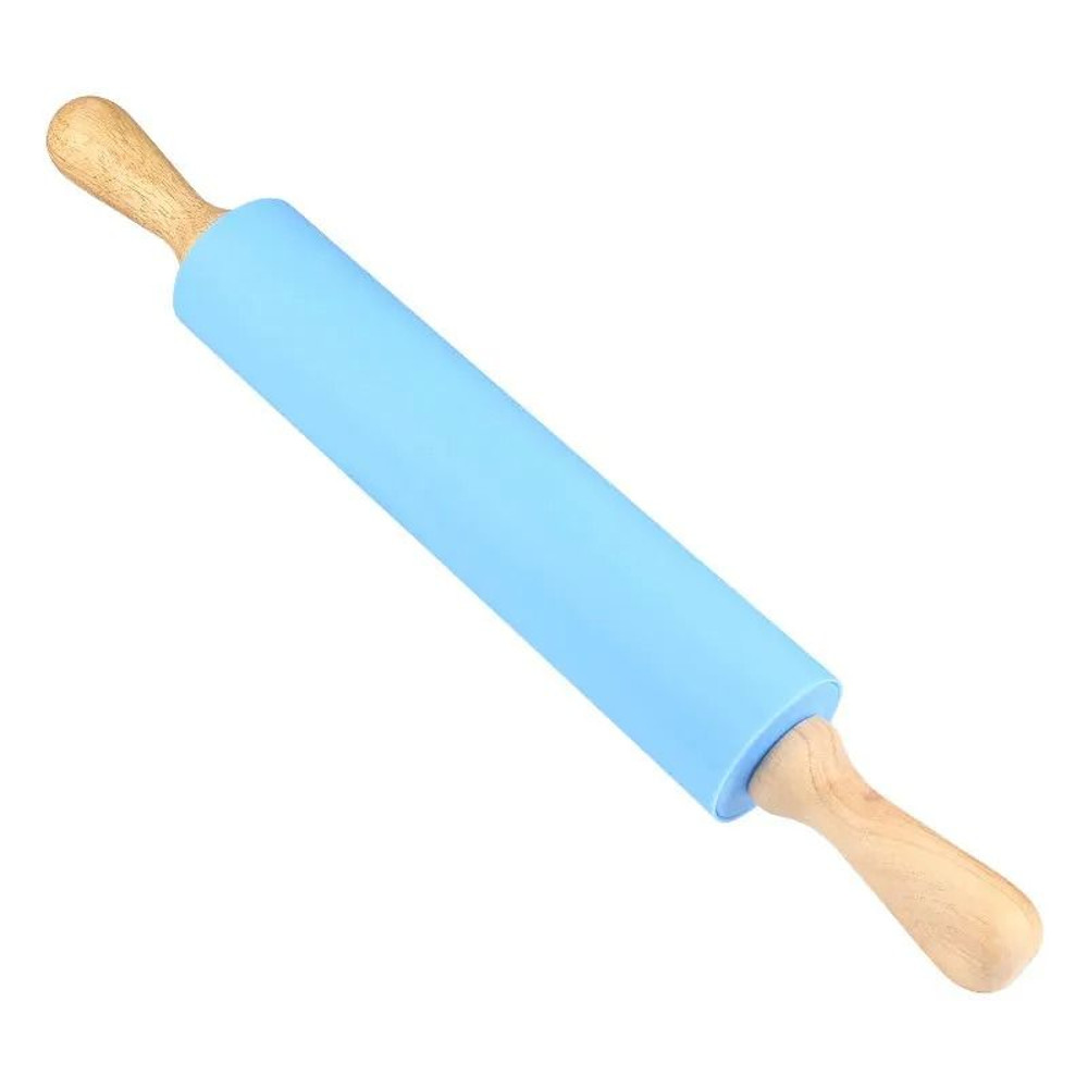 NonStick Silicone Rolling Pin With Wooden Handle For Baking 9