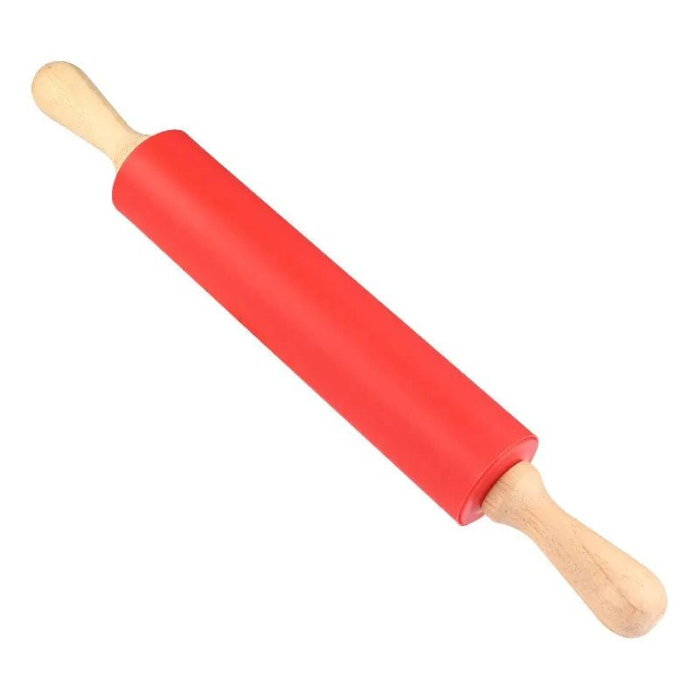 NonStick Silicone Rolling Pin With Wooden Handle For Baking 7