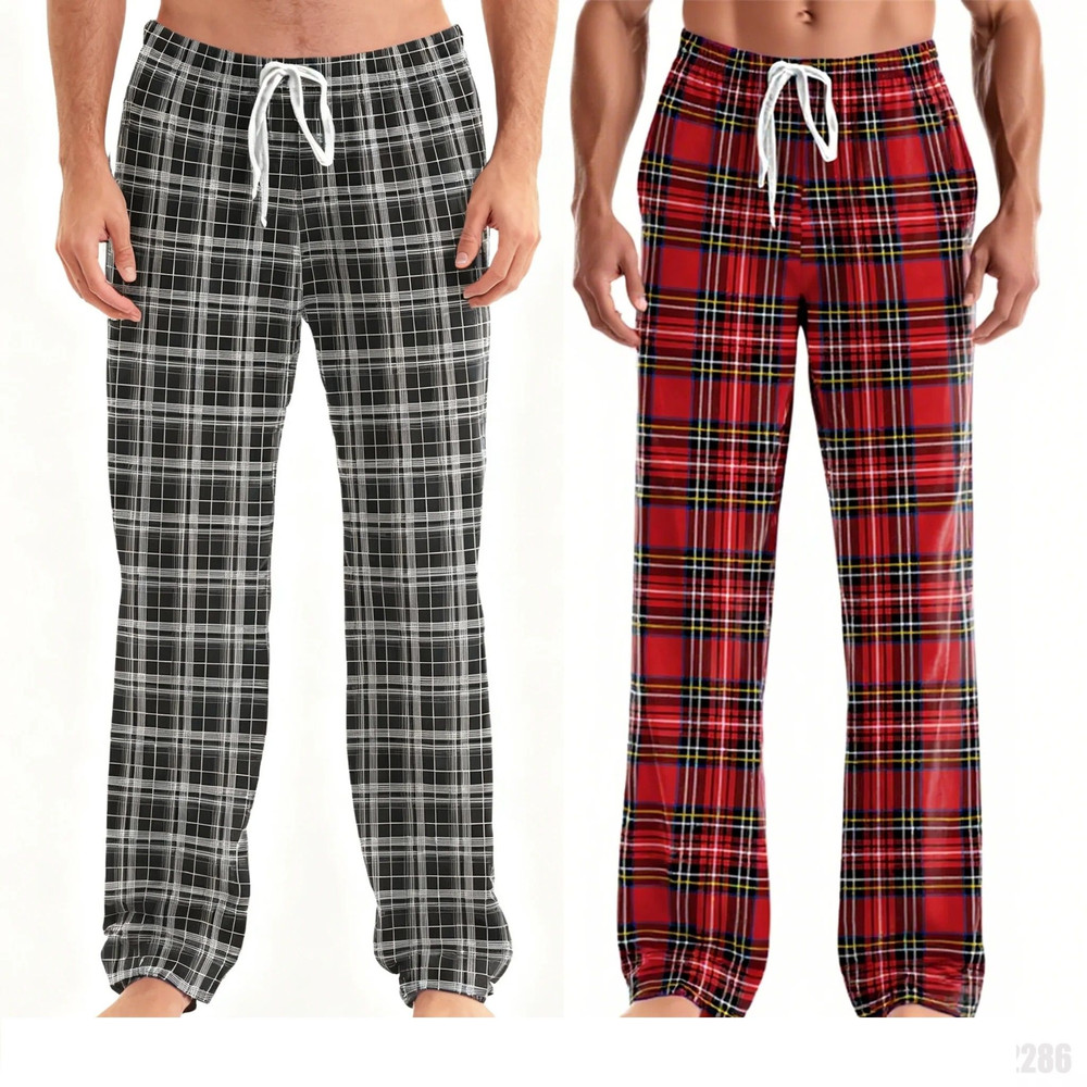 Christmas Pajama Pants With Pockets Soft Plaid Stretch Lounge Bottoms 0