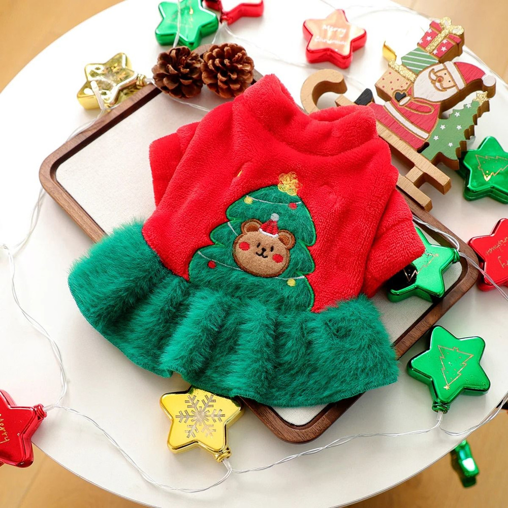Christmas Bear Skirt Pet Dress For Cozy Holiday Warmth 6