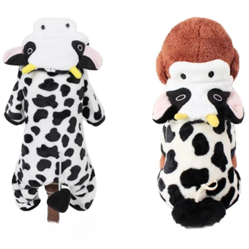 Cozy Coral Velvet Pet Outfit With Dinosaur Or Cow Style For Autumn And Winter Warmth 6