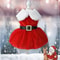 Festive Christmas Red Dress For Dogs And Cats With Warm Bow Frock Design 1