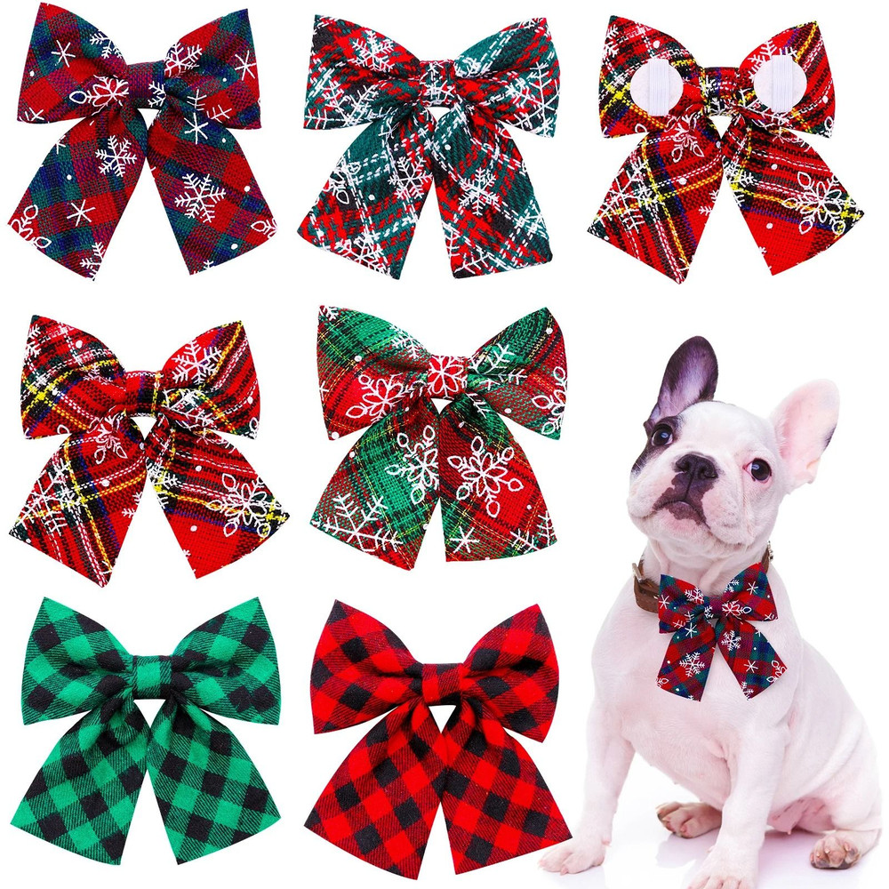 Movable Winter Dog Collars With Elastic Bands And Christmas Bow Ties 2 PCS Set 6