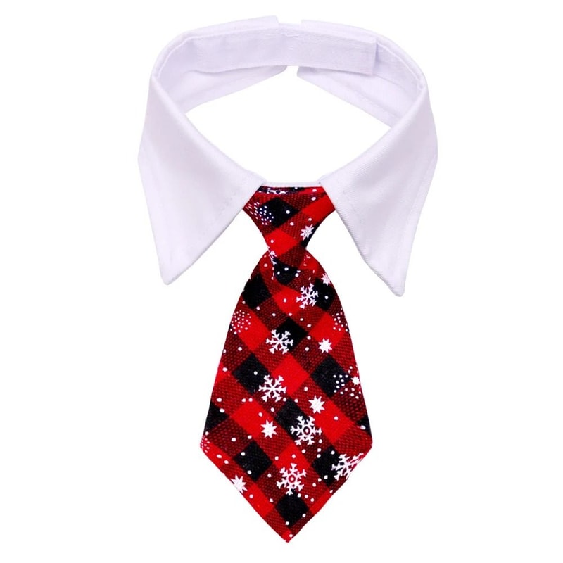 Christmas Plaid Necktie For Pets Warm Adjustable Holiday Outfit 5