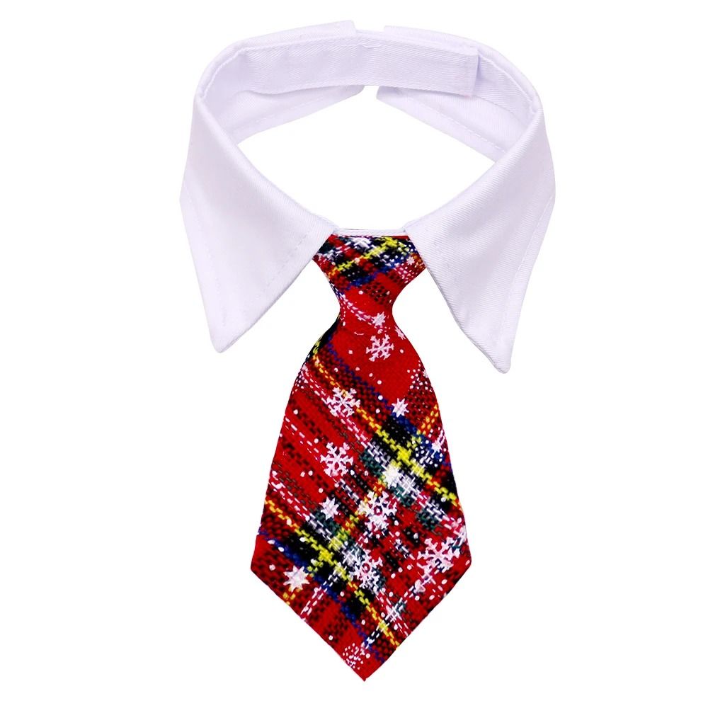 Christmas Plaid Necktie For Pets Warm Adjustable Holiday Outfit 6