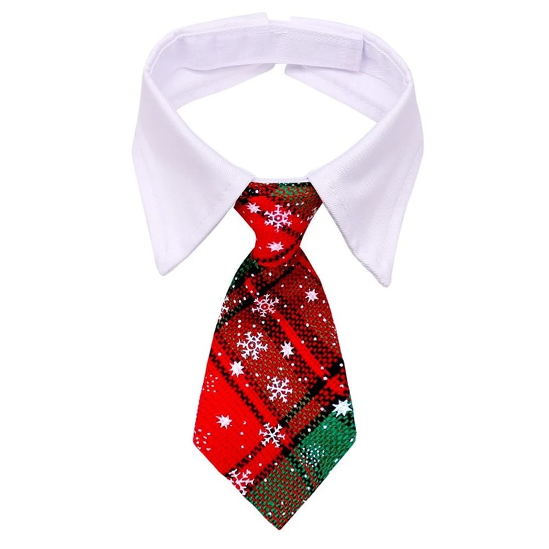 Christmas Plaid Necktie For Pets Warm Adjustable Holiday Outfit 7