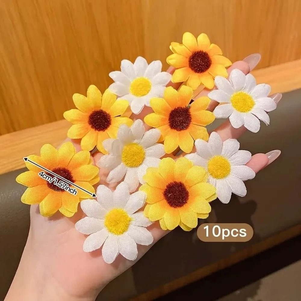 Flower Hair Clip Set For Girls Daisy Sunflower Mixed Color Hair Accessories 4