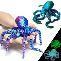 flexible movable octopus fidget toy 3d printed desktop ornament