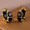 Elegant Gold Hoop Earrings With Square Gem Accents For Women 4