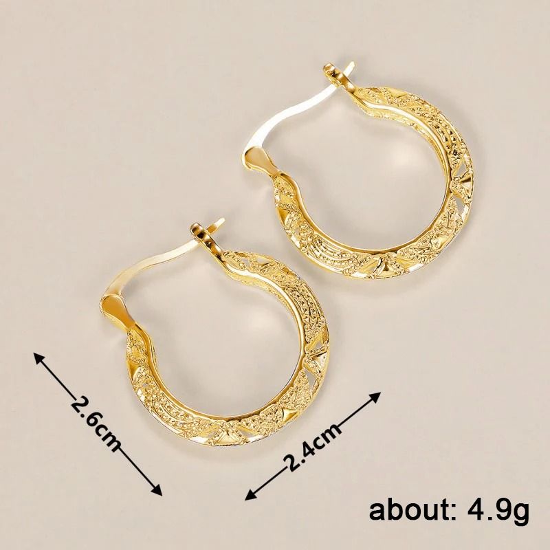 Hollow Out Pattern Hoop Earrings For Women Modern Metal U Shape Circle Style 5