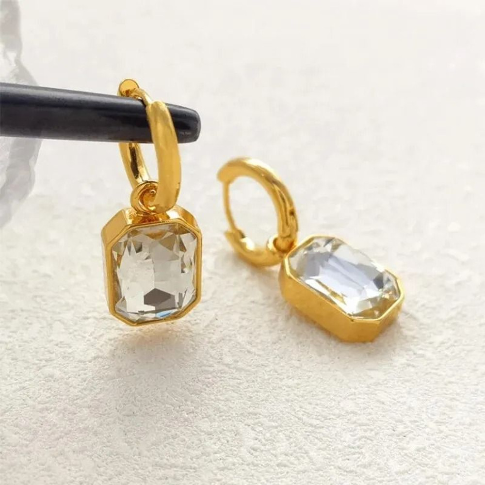 Elegant Square Crystal Stainless Steel Earrings 10
