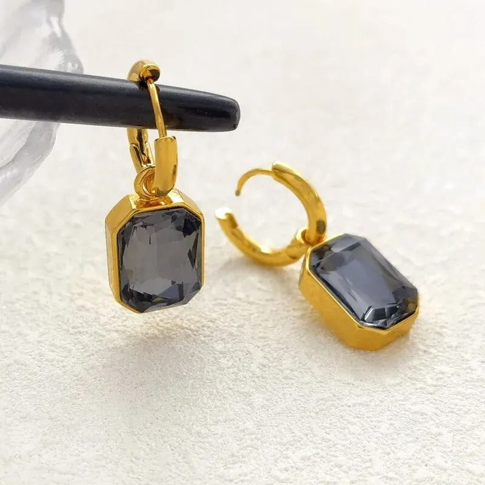 Elegant Square Crystal Stainless Steel Earrings 13