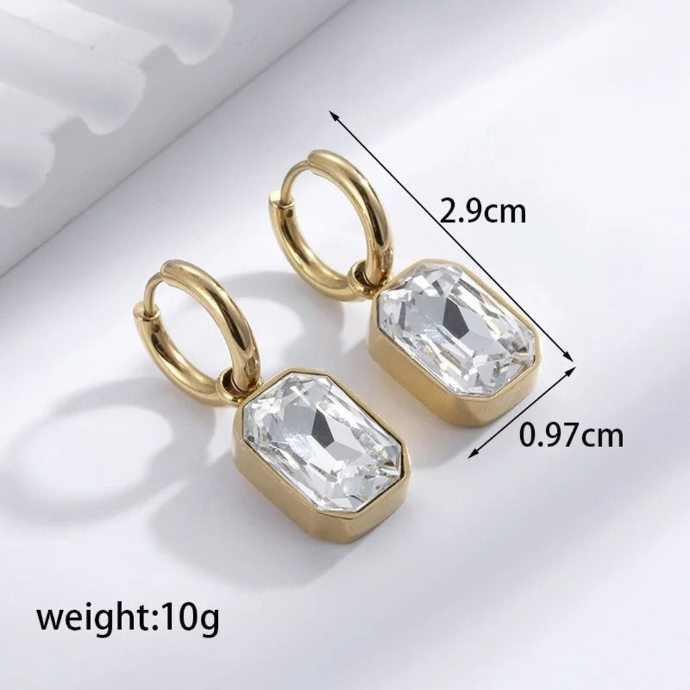 Elegant Square Crystal Stainless Steel Earrings 5