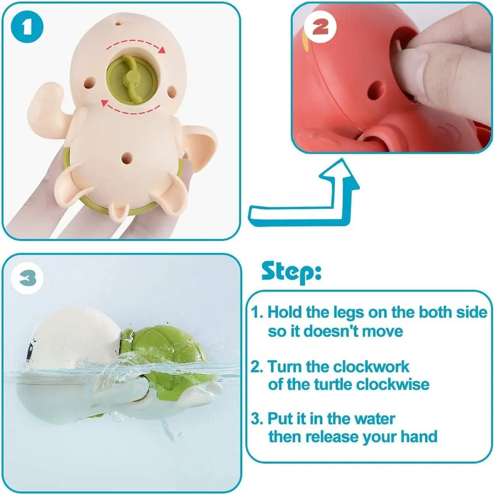 Cute Swimming Turtle Bath Toy Set For Fun Water Play 1