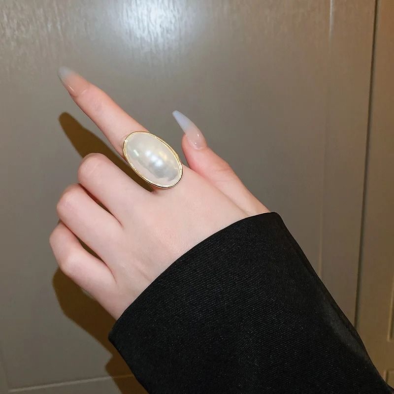 Large Oval Pearl Necklace And Stud Earring Set For Women 5