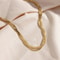 Gold Plated Waterproof Braided Herringbone Chain Necklace And Bracelet Set For Women 7