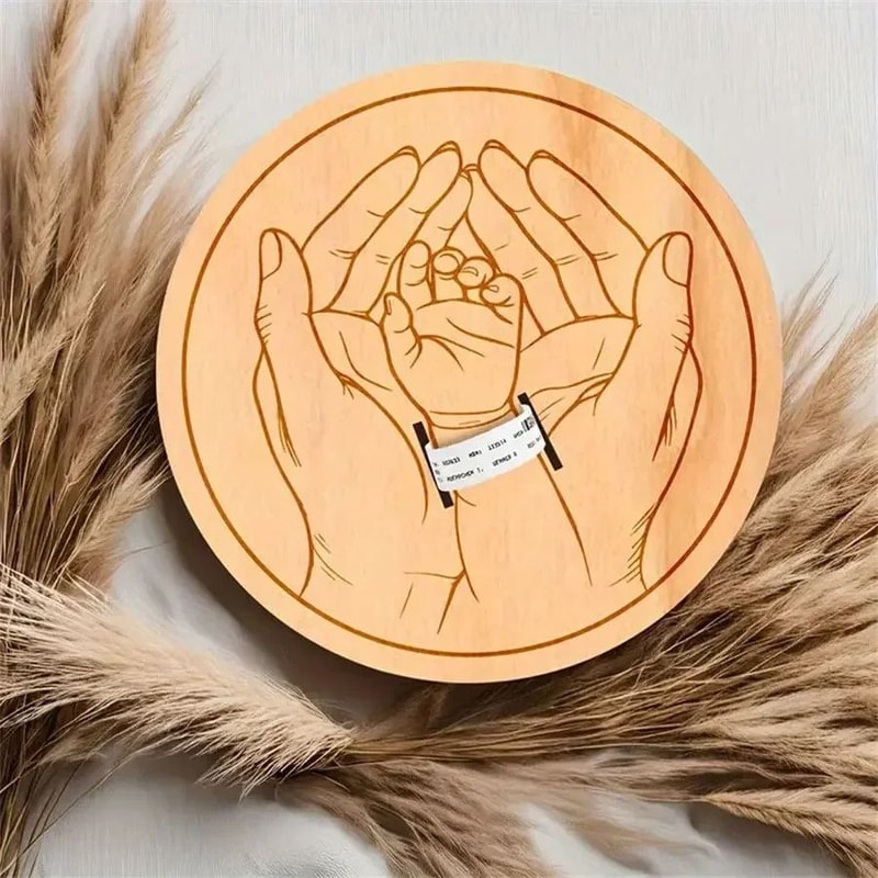 Baby Birth Wristband Wooden Commemorative Display Board 1