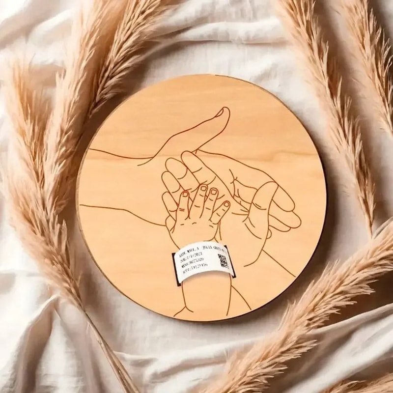 Baby Birth Wristband Wooden Commemorative Display Board 3