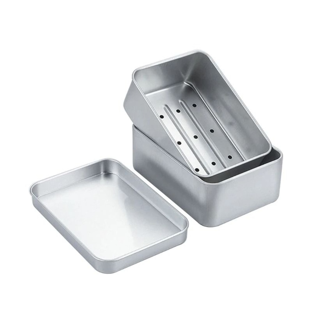 Light Aluminum Soap Holder With Lid And Draining Layer 1
