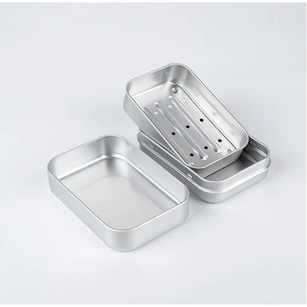 Light Aluminum Soap Holder With Lid And Draining Layer 2