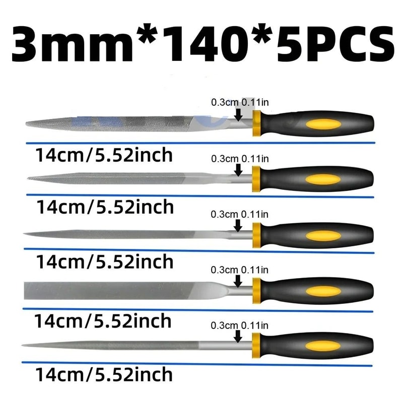5 Piece Alloy Steel File Set For Wood Metal And General Shaping 5