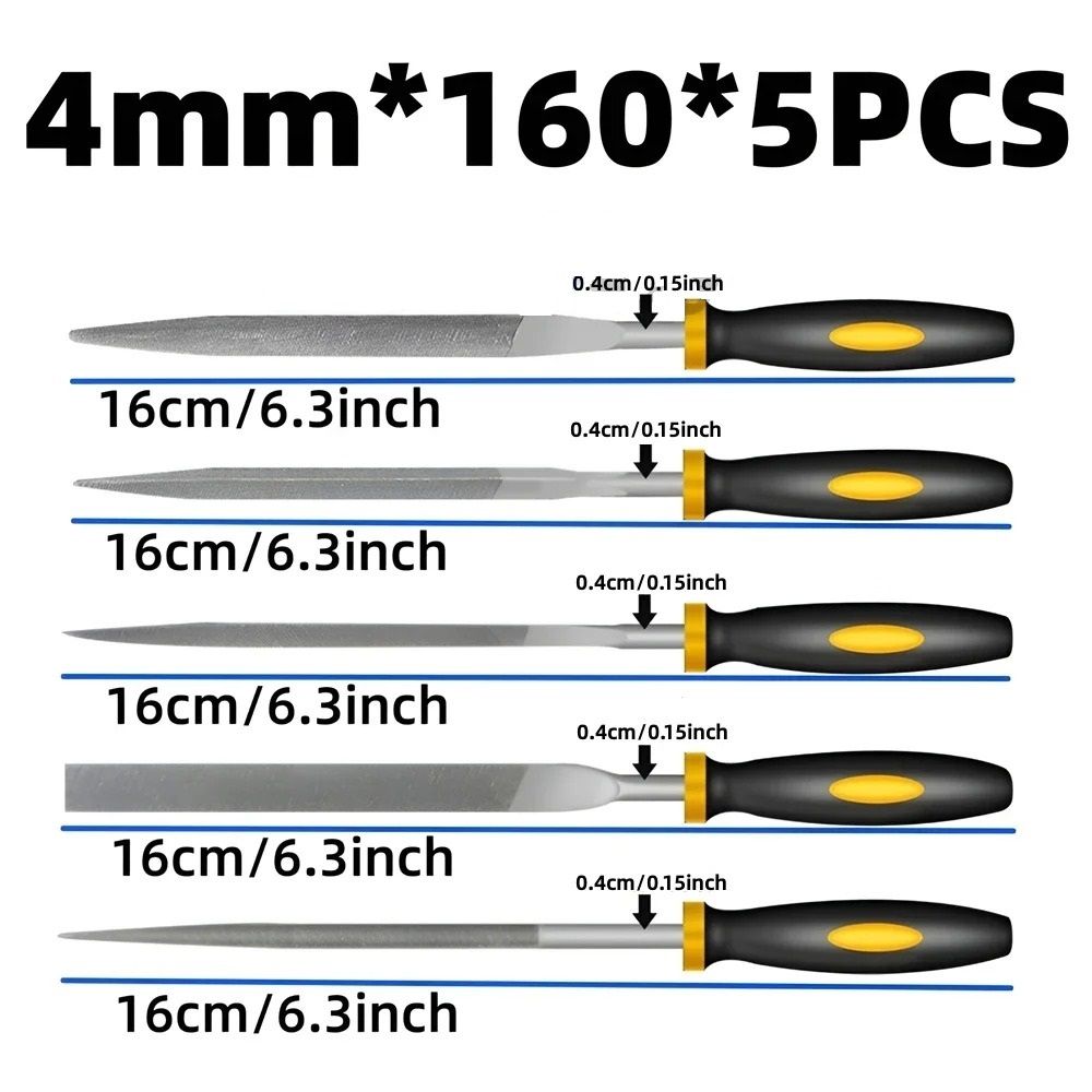 5 Piece Alloy Steel File Set For Wood Metal And General Shaping 6
