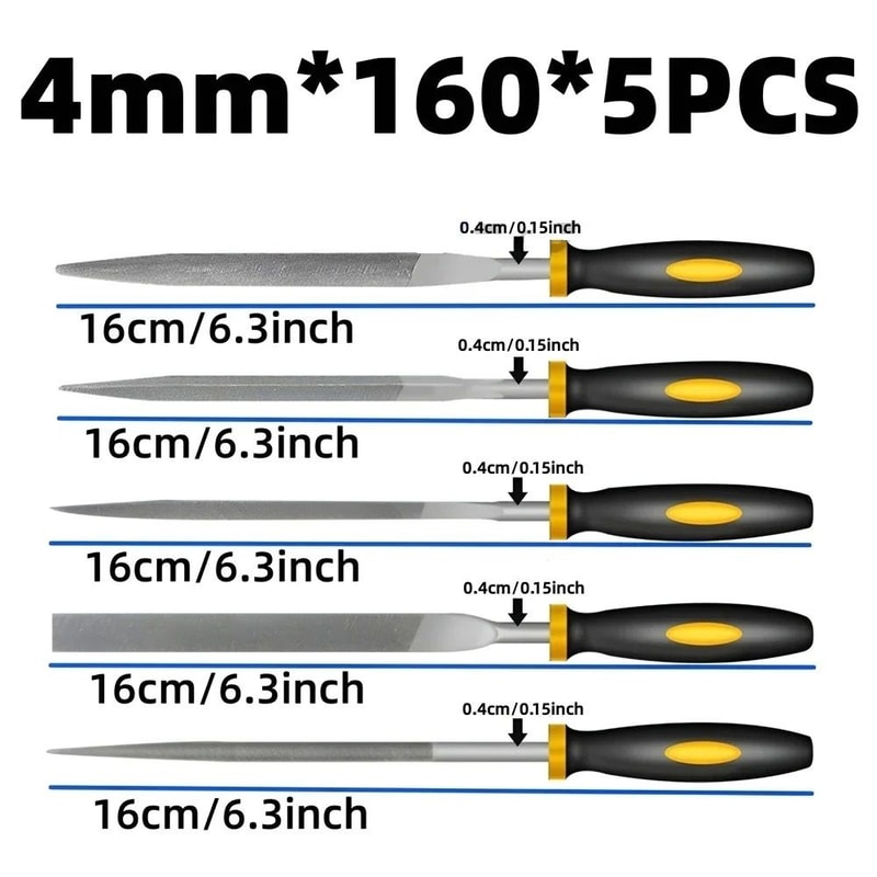 5 Piece Alloy Steel File Set For Wood Metal And General Shaping 6