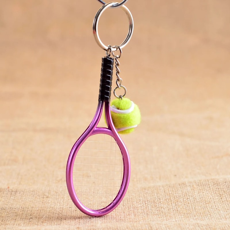 Mini Tennis Racket Pendant Keychain Cute Sport Bag Charm For Teenager Fan 2