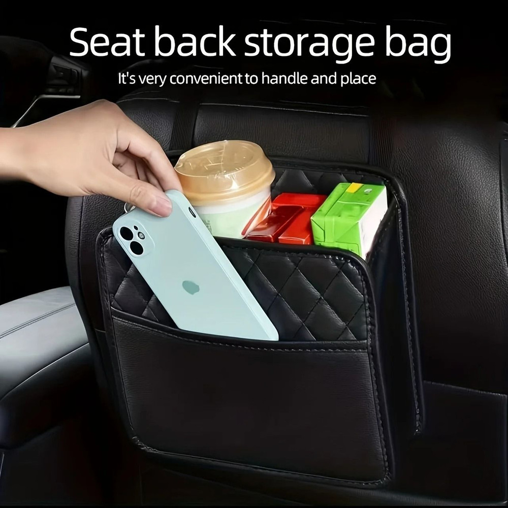 Premium Synthetic PU Leather Car Seat Storage Bag 1